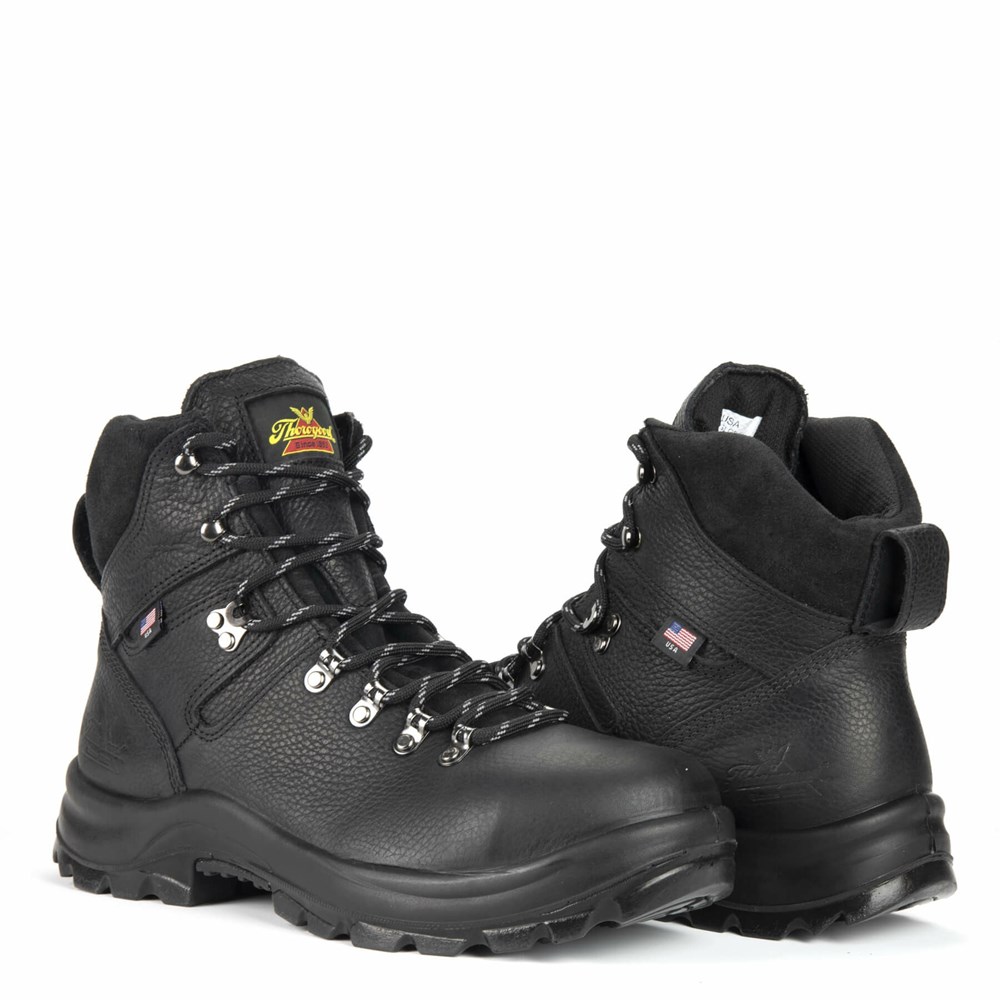 Black Men's Thorogood American Union Series – Waterproof – 6″ Waterproof Work Boots | 48327-YZVS