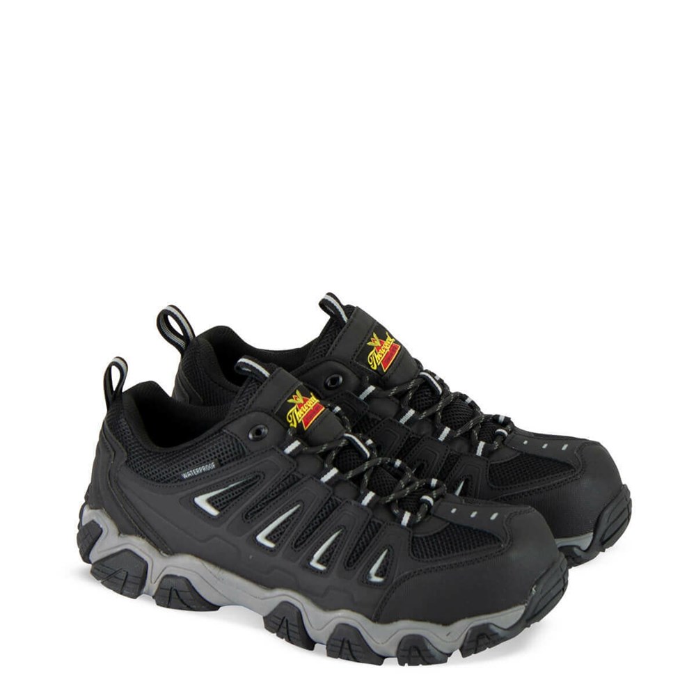 Black Men's Thorogood Crosstrex Series - Waterproof - Oxford Safety Toe Hiker Waterproof Work Boots | 07389-QAST