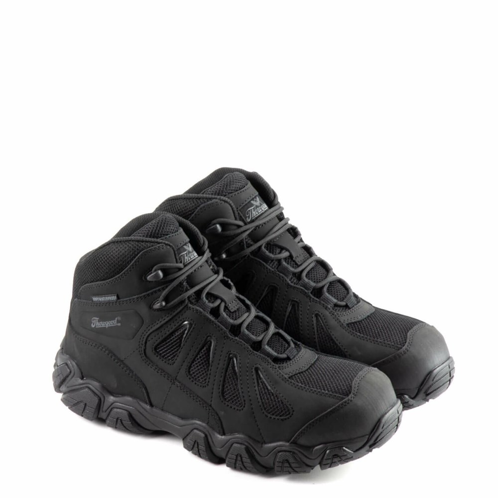 Black Men's Thorogood Crosstrex Series - Bbp Waterproof Mid Hiker With Safety Toe Waterproof Work Boots | 35627-QCEG