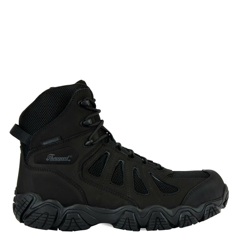 Black Men\'s Thorogood Crosstrex Series - Side Zip Bbp Waterproof 6″ Hiker Waterproof Work Boots | 36790-CBPF