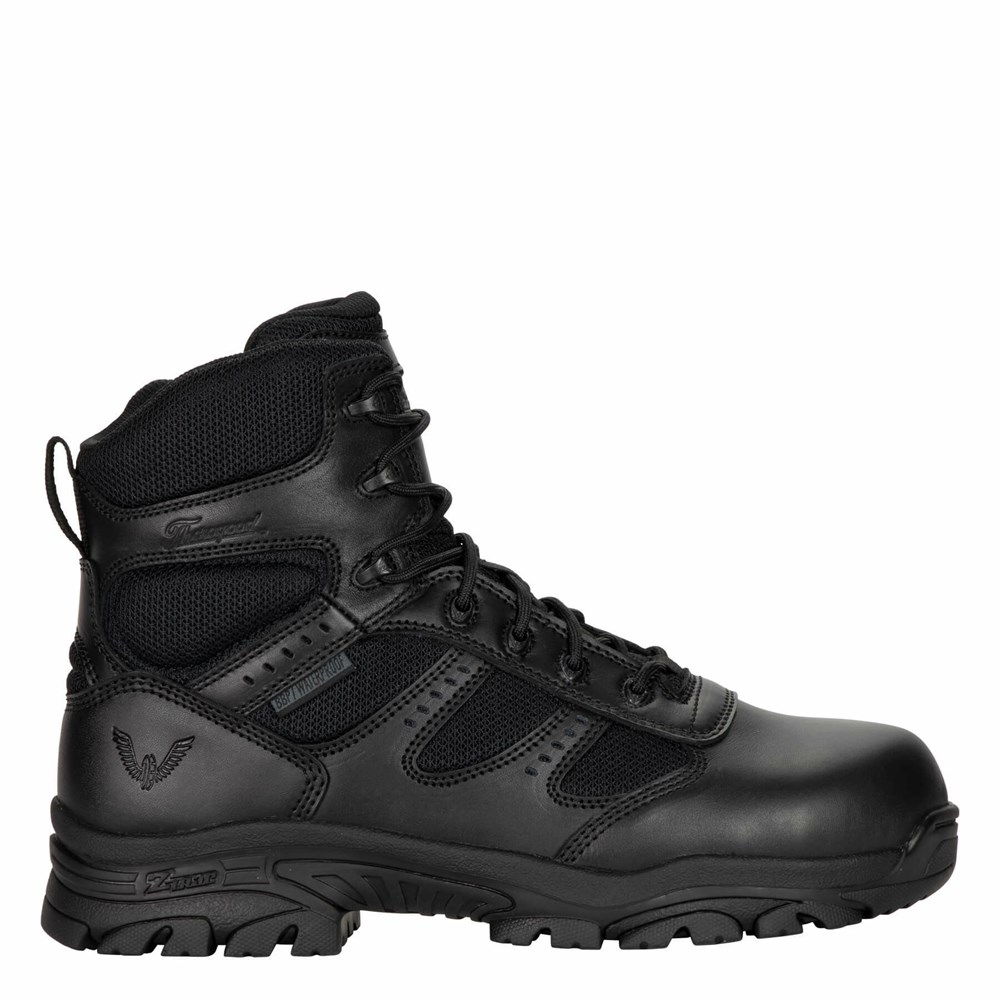 Black Men\'s Thorogood The Deuce Series - Waterproof - 6″ Composite Safety Toe Tactical Side-zip Uniform Boots | 21435-MPIR