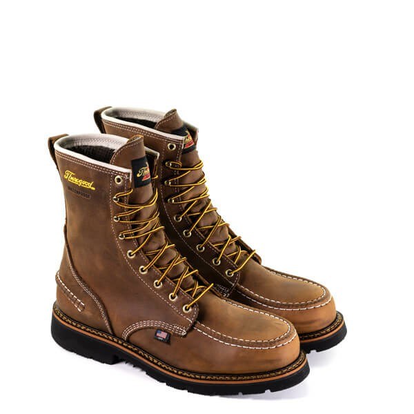 Brown Men's Thorogood 1957 Series - Waterproof Safety Toe - 8″ Crazyhorse Moc Toe - Maxwear90™ Steel Toe Work Boots | 09671-USWG