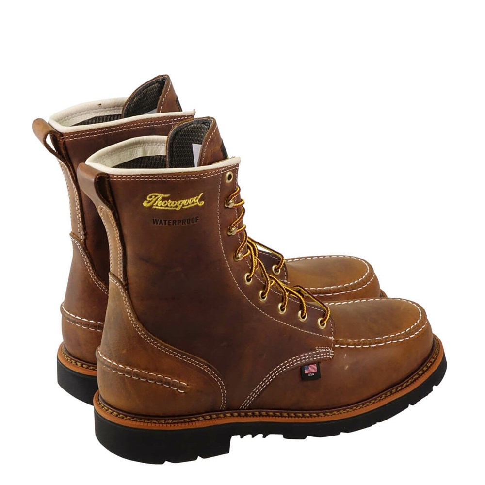 Brown Men's Thorogood 1957 Series - Waterproof - 8″ Crazyhorse Moc Toe - Maxwear90™ Waterproof Work Boots | 13074-XWPB