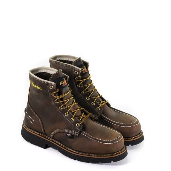 Brown Men's Thorogood 1957 Series - Waterproof Safety Toe - 6″ Crazyhorse Moc Toe - Maxwear90™ Steel Toe Work Boots | 47536-EAXM