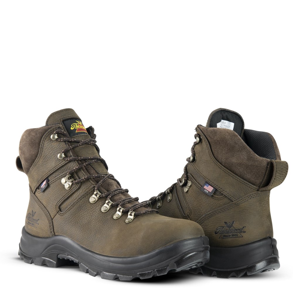 Brown Men's Thorogood American Union Series – Waterproof – 6″ Steel Toe Work Boots | 65832-PBYW