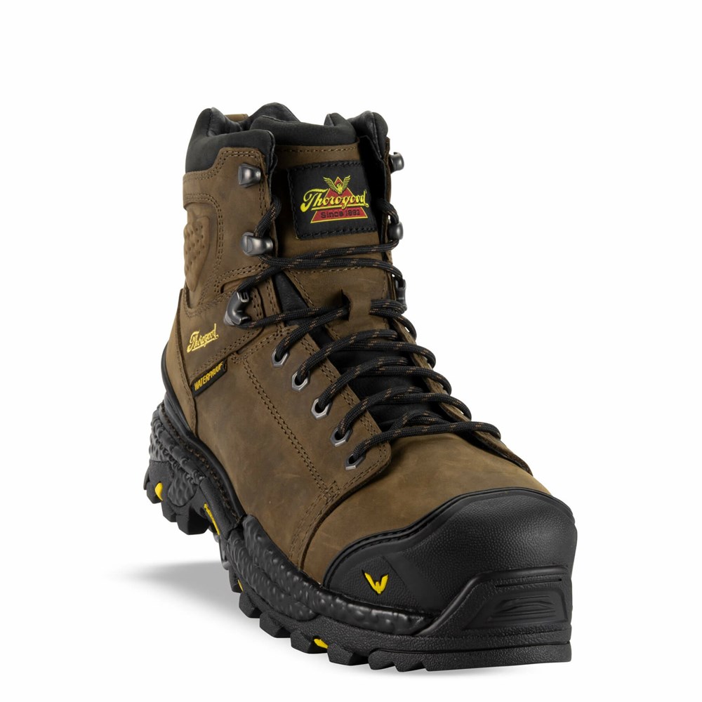 Brown Men's Thorogood Infinity Fd Series - 6″ Studhorse Waterproof Safety Toe Boot Waterproof Boots | 72435-OVRM