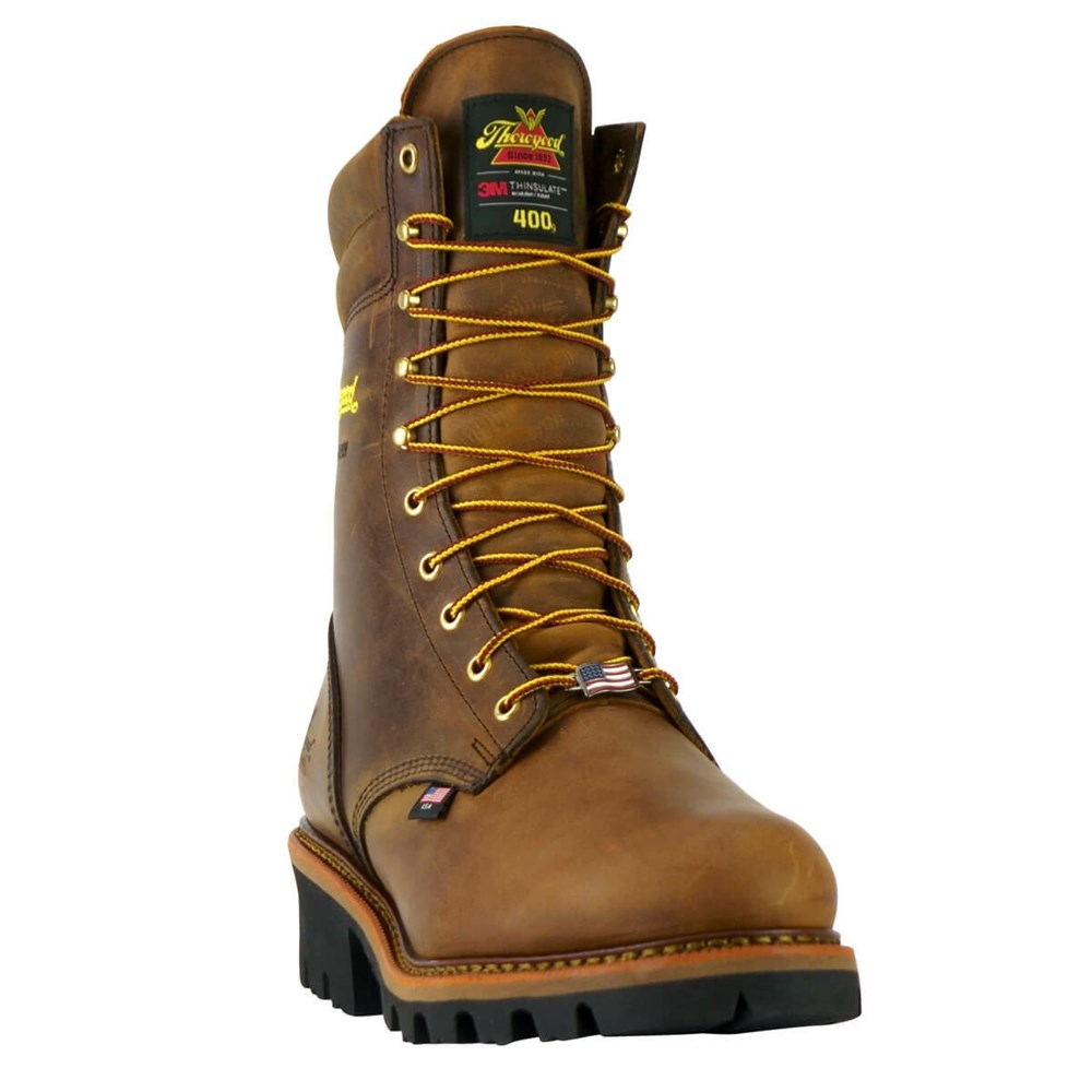 Brown Men's Thorogood Logger Series - 9″ Trail Crazyhorse - Waterproof Waterproof Work Boots | 21456-HSRA