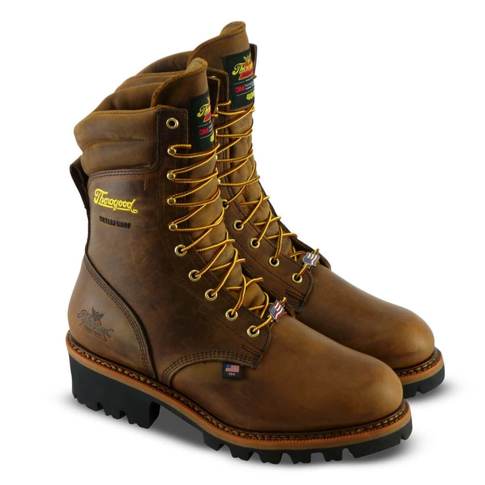 Brown Men's Thorogood Logger Series - 9″ Trail Crazyhorse - Waterproof Waterproof Work Boots | 21456-HSRA