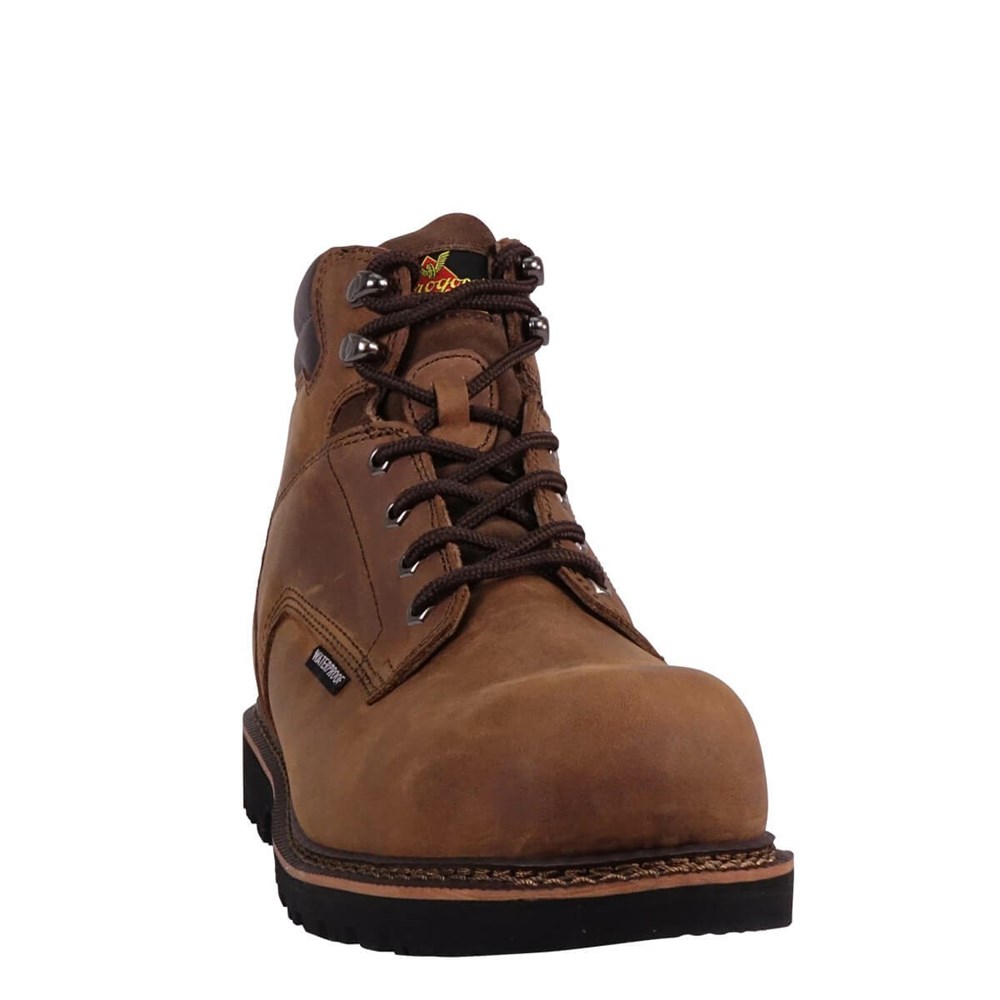 Brown Men's Thorogood V-series Waterproof - 6″ Crazyhorse Safety Toe Waterproof Boots | 41396-DPLE