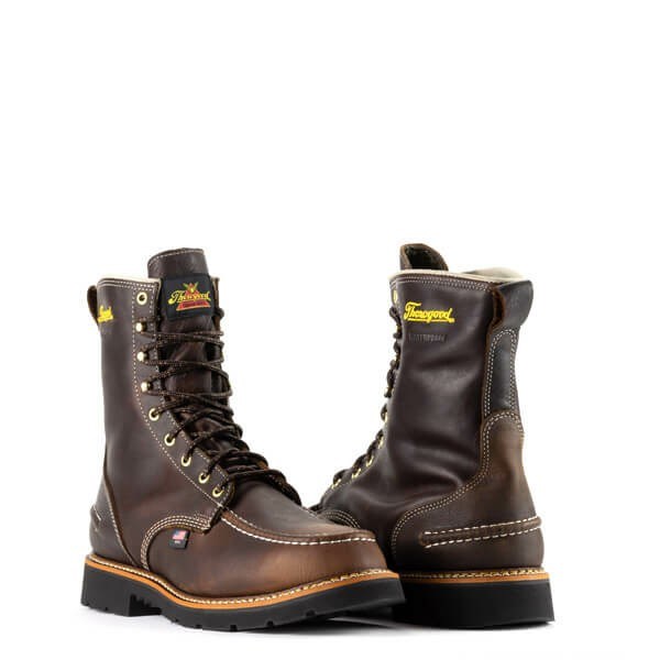 Chocolate Men's Thorogood 1957 Series - Flyway Waterproof 8″ Briar Pitstop Waterproof Work Boots | 12584-HFOQ