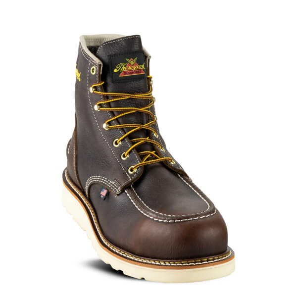 Chocolate Men's Thorogood 1957 Series - Waterproof - 6″ Briar Pitstop Moc Toe - Maxwear Wedge™ Moc Toe Work Boots | 15842-SRVQ