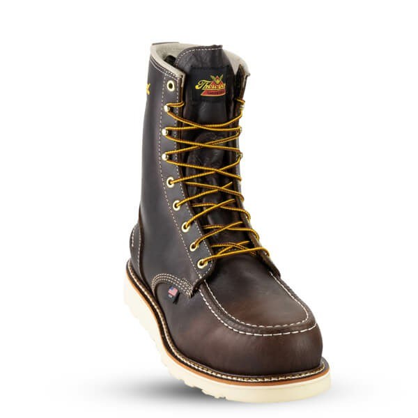 Chocolate Men's Thorogood 1957 Series - Waterproof - 8″ Briar Pitstop Safety Toe - Moc Toe Maxwear Wedge™ Waterproof Boots | 20683-BCVD