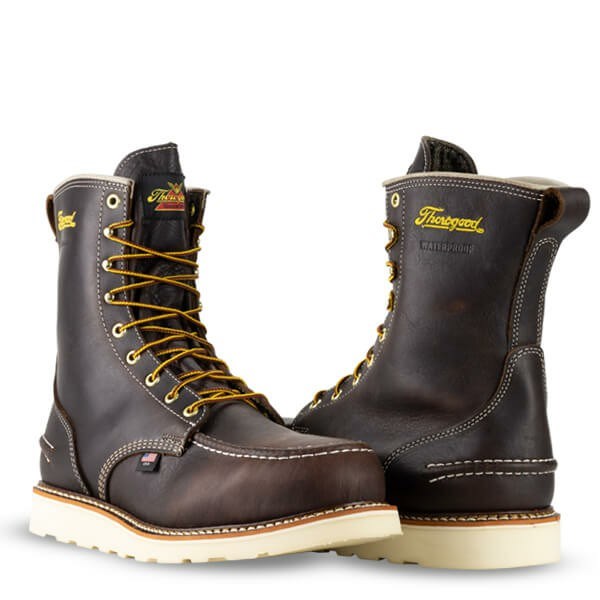 Chocolate Men's Thorogood 1957 Series - Waterproof - 8″ Briar Pitstop Moc Toe - Maxwear Wedge™ Waterproof Boots | 71380-FQNX