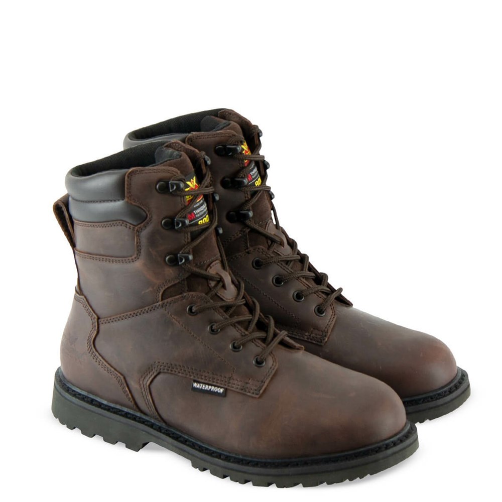 Chocolate Men's Thorogood V-series Waterproof/Insulated - 8″ Crazyhorse Insulated Work Boots | 60913-FKLP