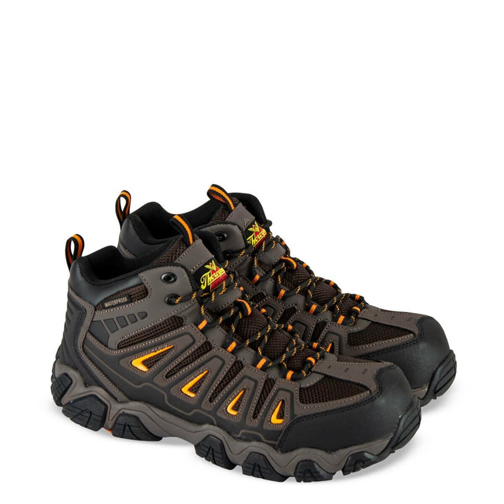 Grey Men's Thorogood Crosstrex Series - Waterproof Safety Toe - Mid Cut Hiker Waterproof Boots | 83120-ATOK