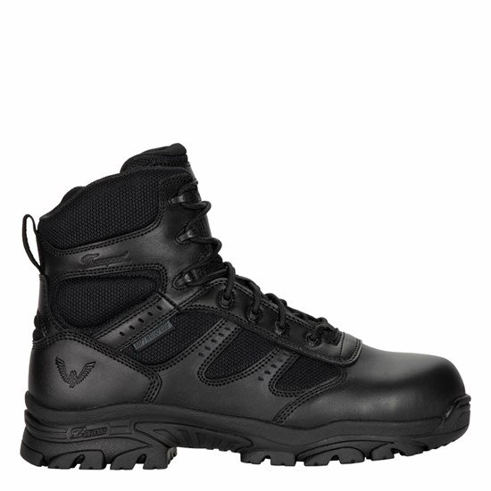 Black Men's Thorogood The Deuce Series - Waterproof - 6″ Composite Safety Toe Tactical Side-zip Uniform Boots | 21435-MPIR